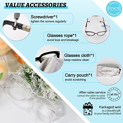 Image of MARE AZZURO Round Reading Glasses 5.0 with Spring Hinge Fashion Readers for Women 500