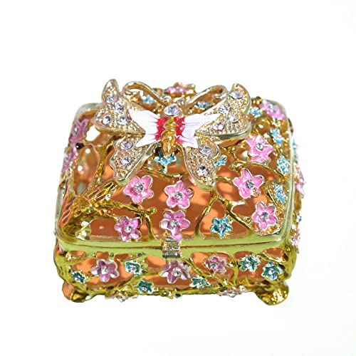 Luxury Vintage Jewelry Box Butterfly Style Rectangle Metal Jewelry Box Hinged Trinket Box For Women Girls Gift #TOP22