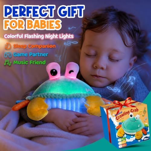 FUNZBO Light Up Crawling Crab Baby Tummy Time Toys - 1