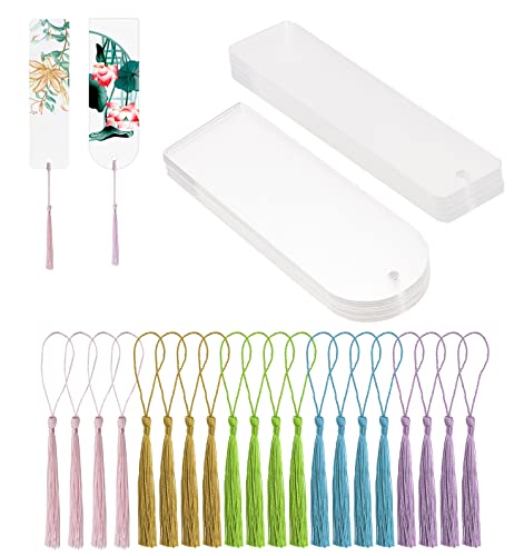 Penta Angel T-1503 Blank Clear Acrylic Bookmarks Penta Angel 20Pcs Plastic Craft Transparent Acrylic Book Markers cover