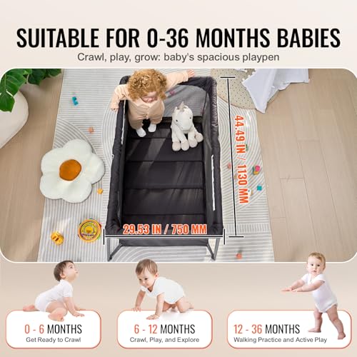 Image of VEVOR Baby Travel Crib and Play Yard, Folding Baby Playpen with Zipper Gate & Soft Mattress, Portable Toddler Crib with Breathable Mesh, Travel Bag, Indoor /Outdoor Kids Activity Center for 0-36 Months