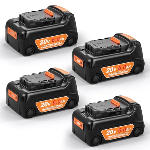 SUnMilY 20V 6.0Ah Battery Replacement for Dewalt 20V Max Battery,Compatible with Dewalt Chargers and DCD/DCF/DCG/DCS Series Cordless Power Tools (4-Pack)