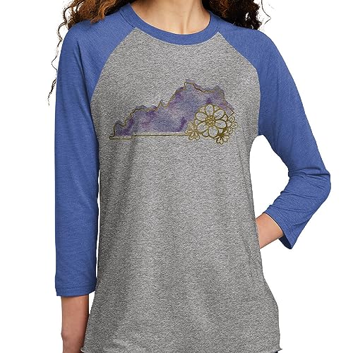 Watercolor Kentucky Three-Quarter Raglan Sleeve Baseball Shirt Unisex2