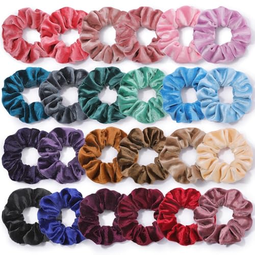 OCATO Birthday Gifts for Women Mom: 24Pcs Velvet Scrunchies Easter Basket Essentials for Adults Girls Elastic Hair Scrunchies for Women Girls Hair Ties Hair Bands Hair Accessories Party Favors