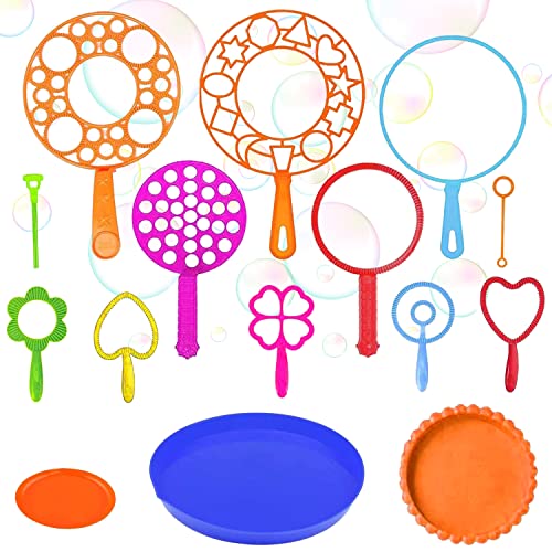 Seifenblasen Blase, 15 Stück Kinder Seifenblasen Set, Seifenblasenhersteller für Kinder, Seifenblasen Blasringe, Seifenblasenspielzeug, Riesenseifenblasen, für Indoor und Outdoor Bubble Maker Spiele