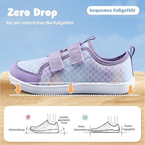 IceUnicorn Barfußschuhe Kinder Barfussschuhe Jungen Mädchen Breite Minimalistische Aquaschuhe Traillaufschuhe Strandschuhe(Lila, 25EU Weit)