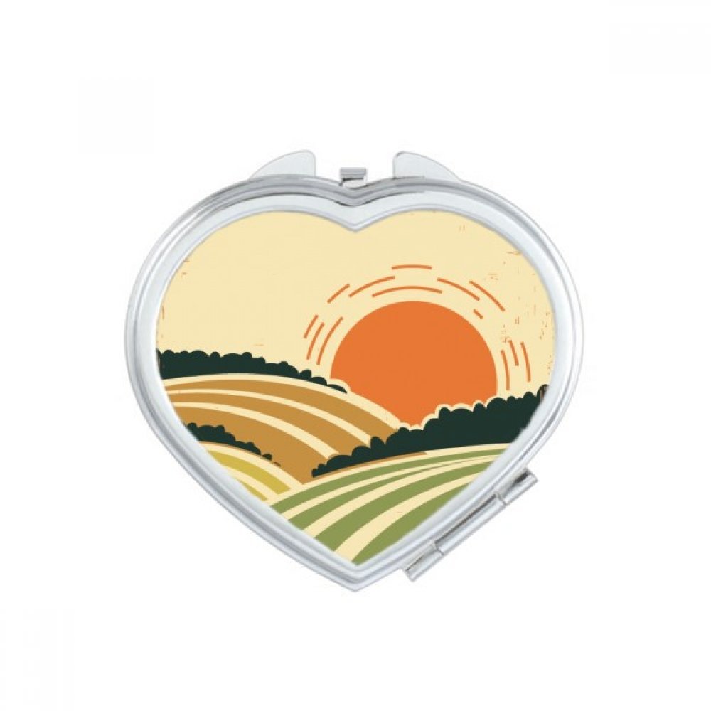 Miroir de poche mignon motif herbe et soleil pour vos retouches