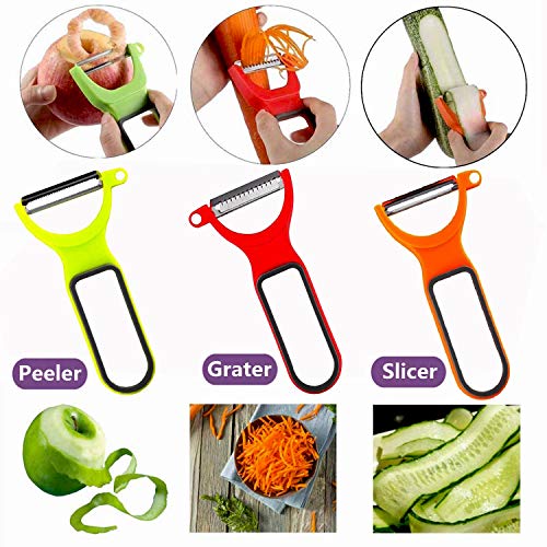 3PCS Peeler Slicers Shredders for Fruits and Vegetables with Spiralizer, Julienne, Cutter and Grater Kitchen Helper, Potato Fruits Peeler Cabbage Stainless Steel Shredder Slicer - Thumbnail 6