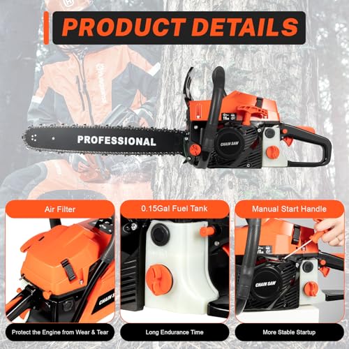 Kwcwb 58Cc Chainsaw Gas, 2-Stroke Handed Petrol Chainsaws thumb #6
