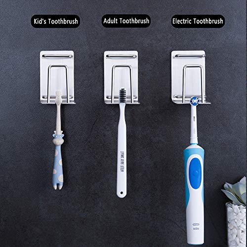 Hanze 2 Pack Toothbrush Holder 304 Stainless Steel Adhesive Wall Mounted 3 In 1 With Toothbrush Holder Toothpaste Holder And Cup Holder For Bathroom Shower #TOP3