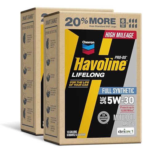 Havoline Motor Oil 5w30 PRO-DS Lifelong Full Synthetic Smart Change Engine Oil 5W-30 6 Quarts Pack of 2
