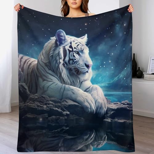 Manta de franela estampada de tigre 180x200 cm para sofá y cama 2