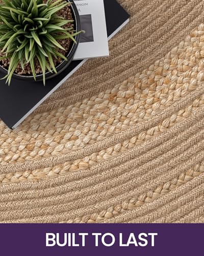 Image of Rounds Jute Carpet - Handwoven Natural Fiber Rug for Living Room, Bedroom, Entryway | Boho Chic Eco-Friendly Area Rug | Rustic Designer Floor Mat:-(Jute Tikki Big, 5x5 feet