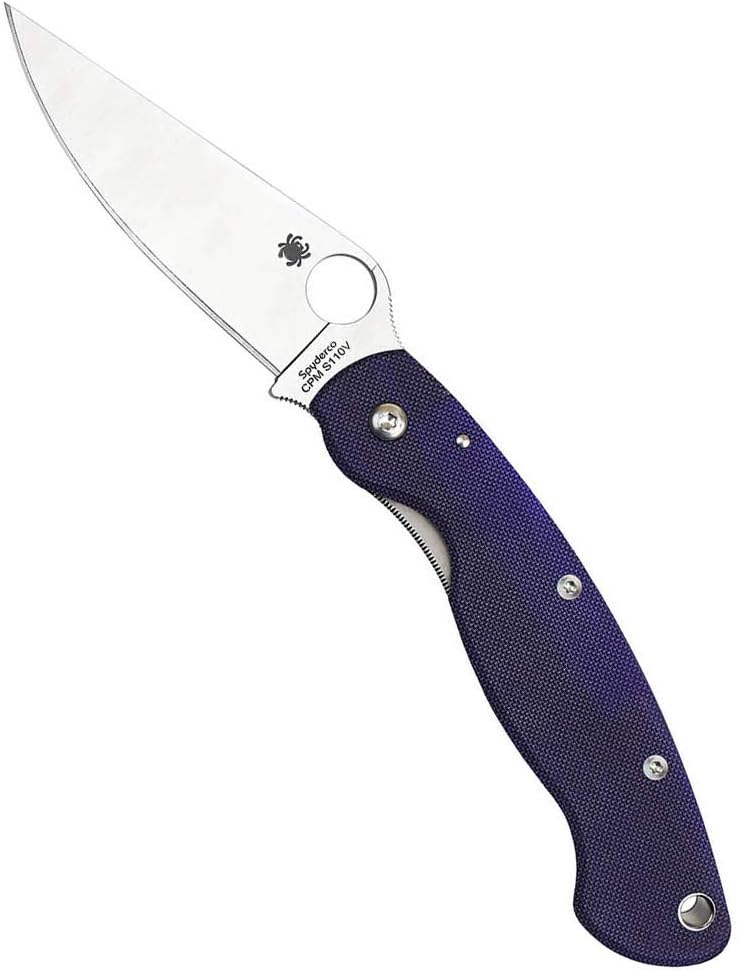 Spyderco Military Model Signature USA-Made Knife with 4" CPM S110V Stainless Steel Blade and Durable Midnight Blue G-10 Handle - PlainEdge - C36GPDBL