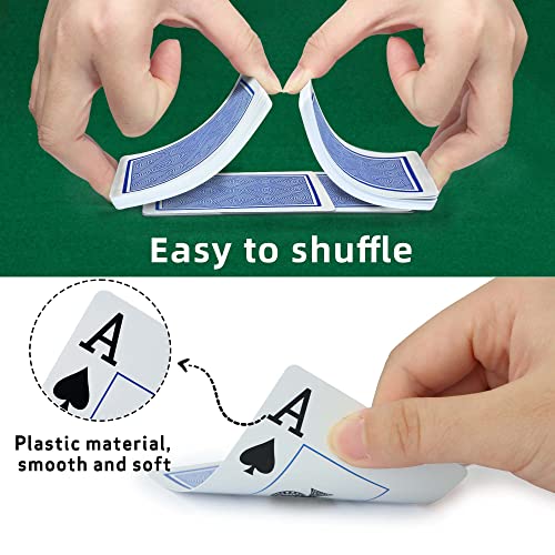 Neasyth Waterproof Plastic Playing Cards,Jumbo Index, For Texas Hold'em, Blackjack, Pinochle, Euchre, For Pool Beach Water Games #TOP2