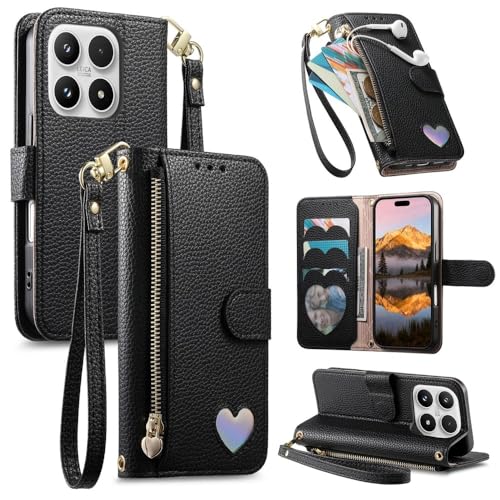 Funda cartera Motorola Edge 70 en piel granulada negra con bandolera elegante