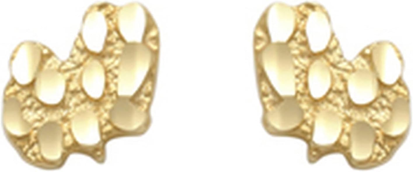 14K Yellow Gold Nugget Stud Earrings