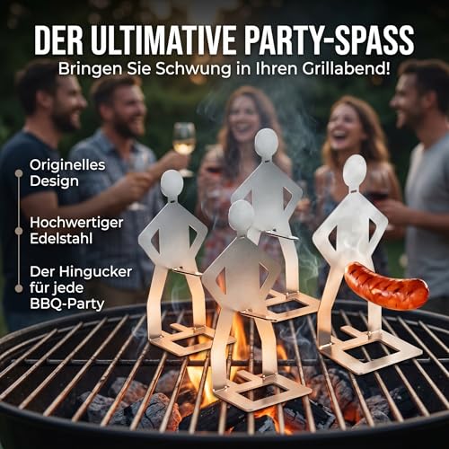 JACKANNA Grill Zubehör 4 Stück Grill Geschenke für Männer Edelstahl BBQ-Wursthalter Grillzubehör Männer Geschenk Lagerfeuer Zubehör Hotdog Halter für Barbecue Picknick Party Familienfeier