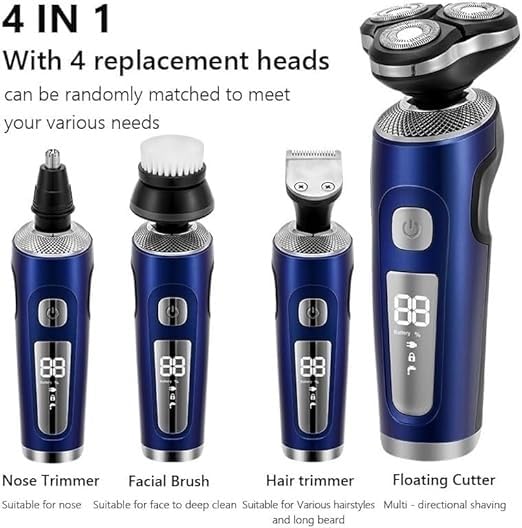 Kopfrasierer für Männer, 4-in-1 Elektrorasierer 3D-Schwimmende Schneider, USB-Schnellladung, Rasiermesser für Männer, Klingen, tragbarer Bartschneider, Schermaschine