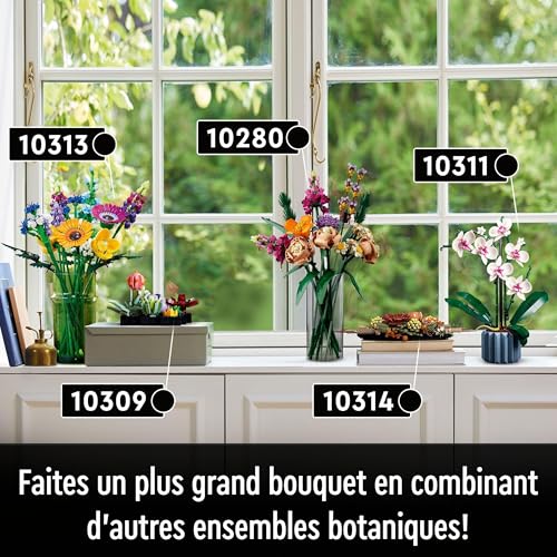 LEGO Botanicals Bouquet de Fleurs Sauvages - Plantes Artificielles avec Coquelicots et Lavande - Activité Manuelle pour Adulte - Idée Cadeau pour Femme ou Homme - Edition 2023-10313
