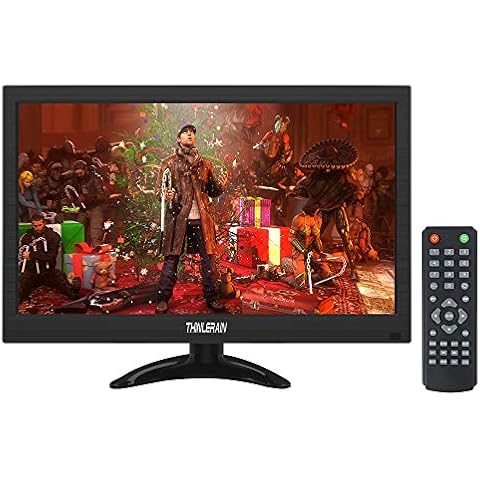 Portable Monitor 13.3 Inch CCTV Monitor 1366x768 Resolution LED Screen Small Monitor with HDMI/VGA/USB/AV Input Mini Monitor for fire stick, Computer, PC, kitchen monitor, Windows 7/8/10, Thinlerain Cover