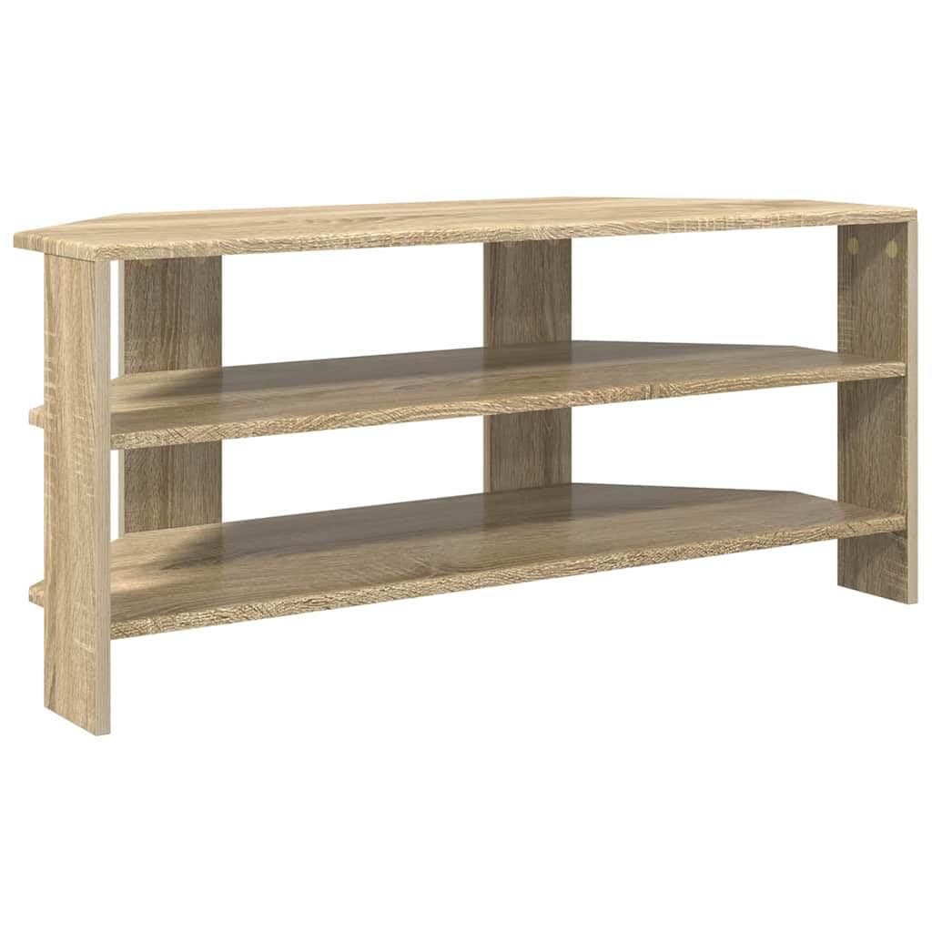 Meuble TV d'angle en bois mat robuste pour appareils multimédias