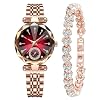 Women Watches with Bracelet Rose Gold for Lady Elegant Stainless Steel Strap Fashion Analog Creative Diamond Dial Wrist Watch