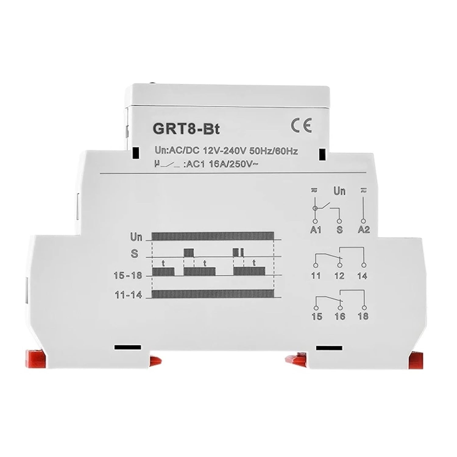 1pcs Delay on Delay Off Timer Relay Electronic Type 16A AC230V OR AC/DC12-240V GRT8-A/B/At/Bt(GRT8-Bt-ACDC12-240V)