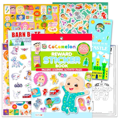 Cocomelon Potty Training Reward Sticker Book for Toddlers - Bundle with Over 500 Cocomelon Stickers Activity Pages Plus More | Cocomelon Stickers for Boys and Girls