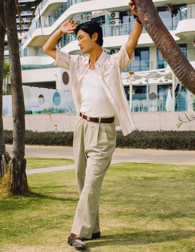 Men's Casual Cotton Pants Elastic Waist Lightweight Cotton Trousers Summer Beach Yoga Pants with Pockets3