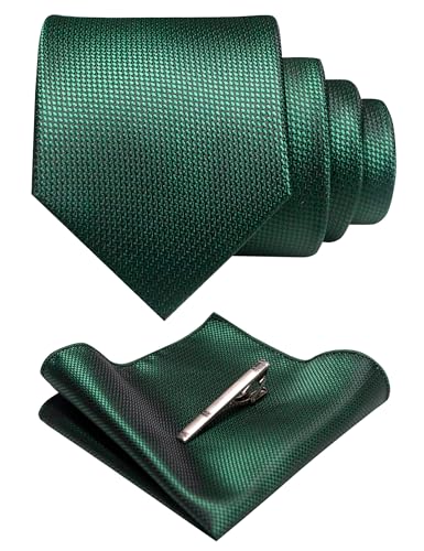 Image of RBOCOTT Mens Woven Tie and Pocket Square with Tie Bar Sets Solid Necktie