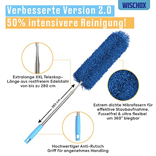 WISCHOX© Premium telescopische plumeau - verbeterd concept 2021 I stofdoek microvezel I stofdoek wasbaar I telescopische… - Image 3