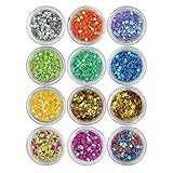 Minejin Nail Art Glitter Sequins Five Star 3D DIY Manicure Decals Decoration 12 Colors