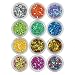 YesLady Nail Art Glitter Sequins Five Star Acrylic UV Gel False Tips Decoration 12 Pots