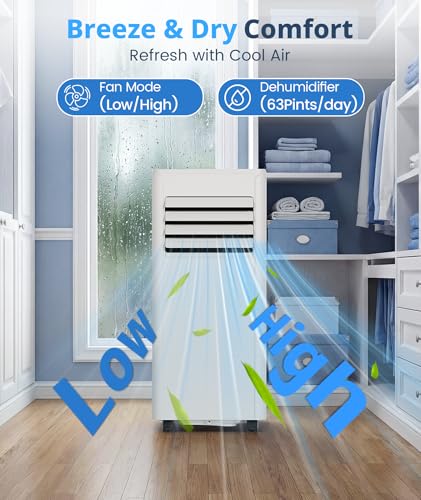 Image of 10,000 BTU Portable Air Conditioner, 4-in-1 AC Unit Cools 450 Sq.Ft, Quiet Air Conditioner with Dehumidifier & Fan, LED Display, Remote, 24H Timer, Window Kit for Bedroom Office Dorm