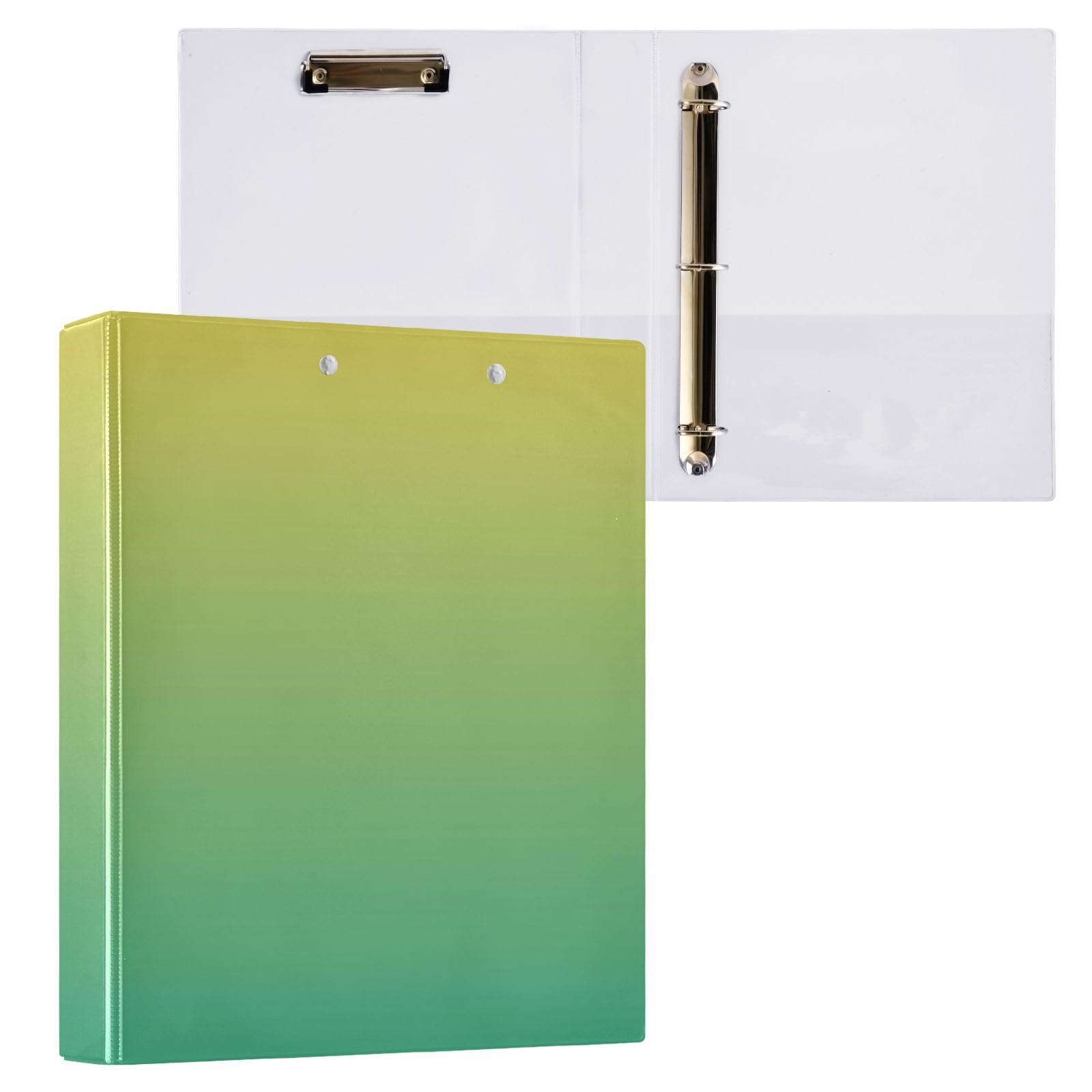 Raccoglitori a 3 anelli verde sfumato da 3,8 cm, raccoglitore ad anelli a D, raccoglitore flessibile, raccoglitore professionale a 3 anelli, raccoglitore a 3 anelli con tasche (confezione da 2)