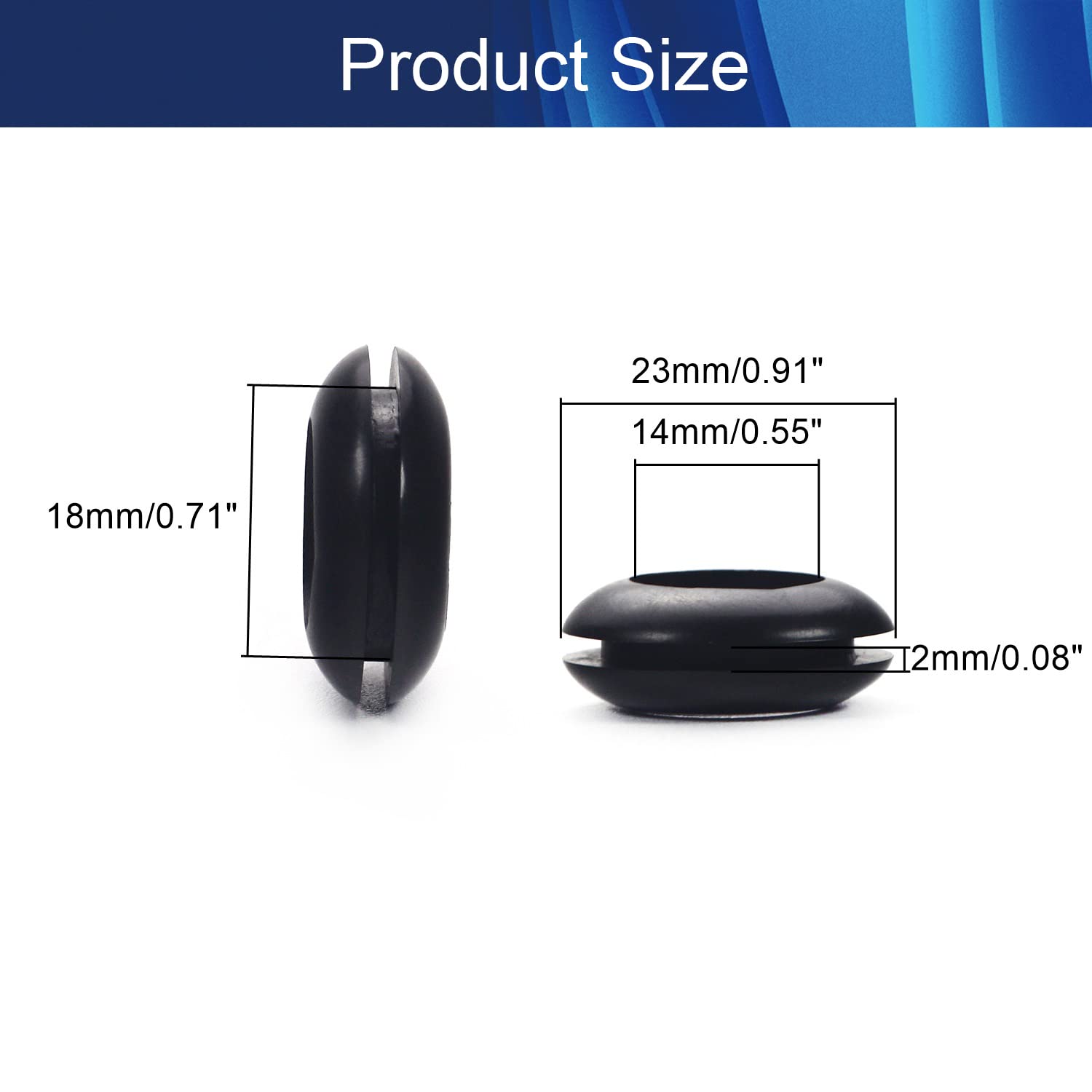 Aicosineg 100Pcs Rubber Grommets Wire Protector Oil Resistant Armature Rubber Grommet 14mm Inner Dia Oil Resistant Armature Rubber Grommets for Wiring Cable Black