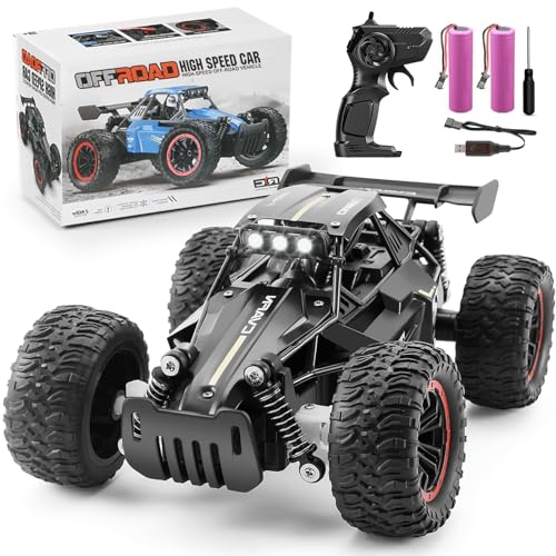 Jiakora Coche Teledirigido, 2.4GHz Coche RC para Niños, Escala 1:16 Coches Teledirigidos con 2 Baterías, Monster Truck Todoterreno, Coches de Control Remoto Juguetes Regalos para Niños 3 Años+