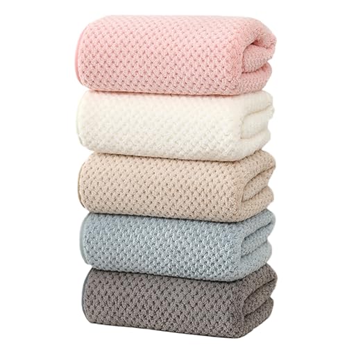 La Mejor Selección de Toallas para baño , tabla con los diez mejores. 49 KPXY Juego de 5 Piezas Toalla de Mano 75x34cm, Toalla de baño, Velo Coral, Secado rápido, para baño, Ducha, Playa, SPA (5, Grande - 75x34cm)