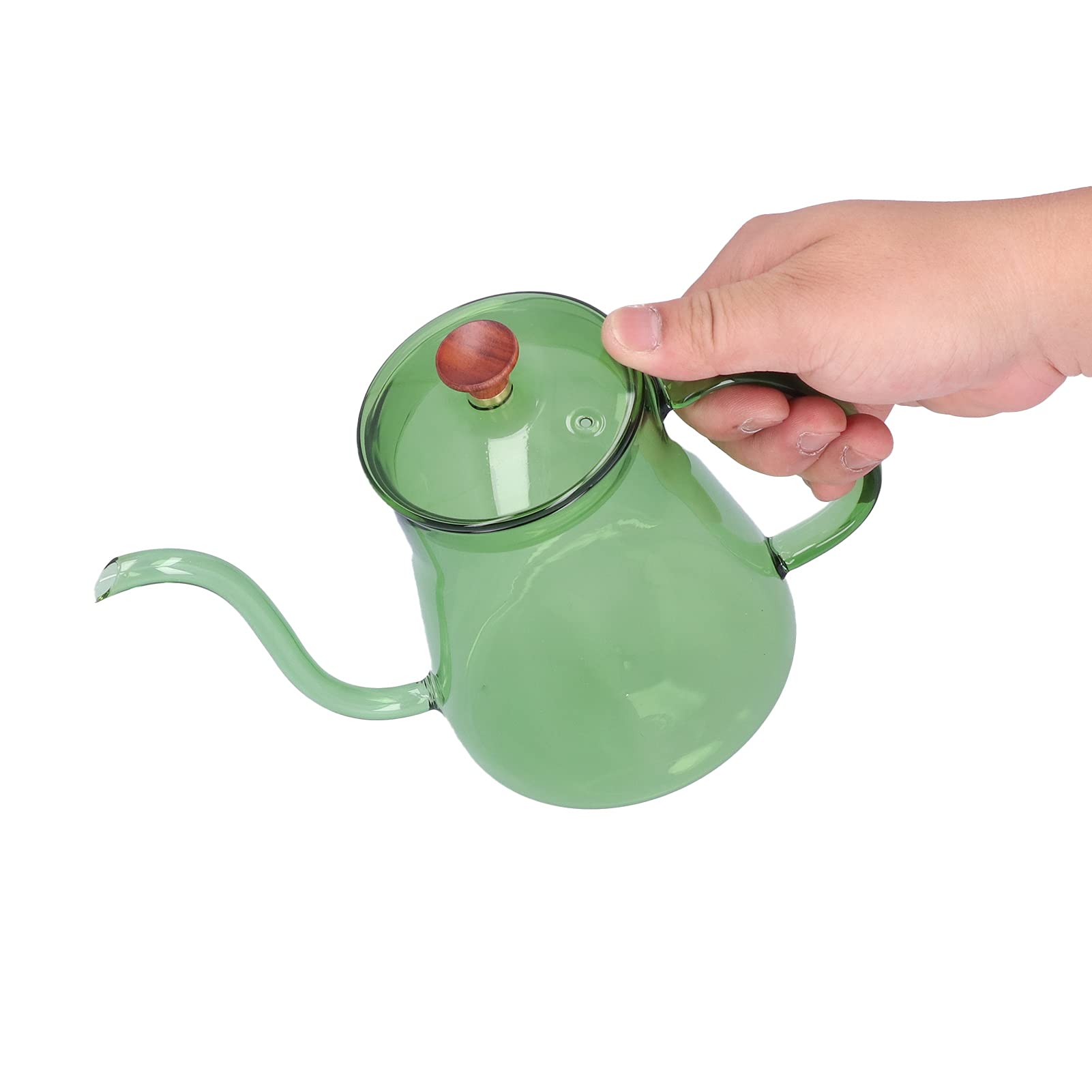 Bollitore per caffè Torvex, bollitore per caffè in vetro da 600 ml con ugello lungo, bollitore per tè da versare sopra per la preparazione della domestica (Verde)