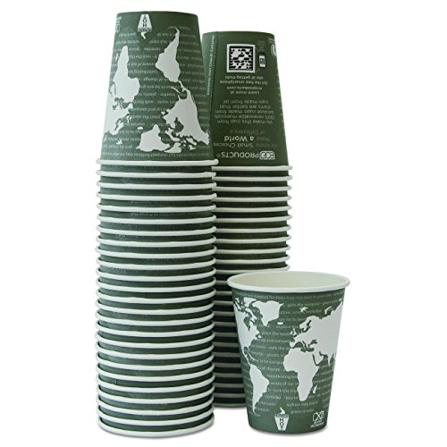 Eco-Products ECP EPBHC12WAPK World Art Renewable/Compostable Hot Cup, 12 oz. Capacity, Gray (Pack of 500)