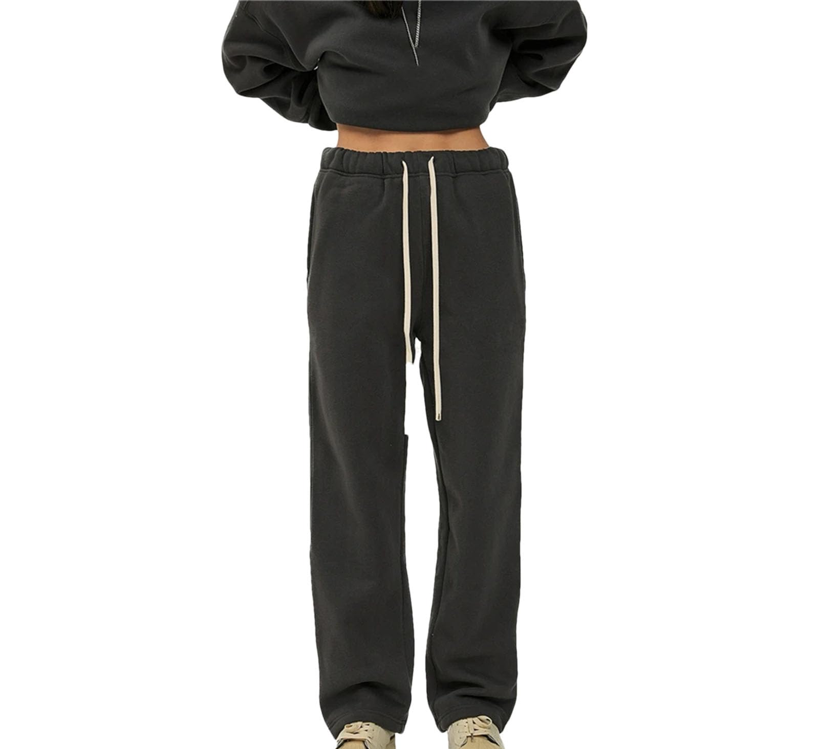 Dcvmvmn Mens Winter Solid Fleece Sweatpants Unisex Elastic Waist Jogger Pants Drawstring Jogger Trousers for Men