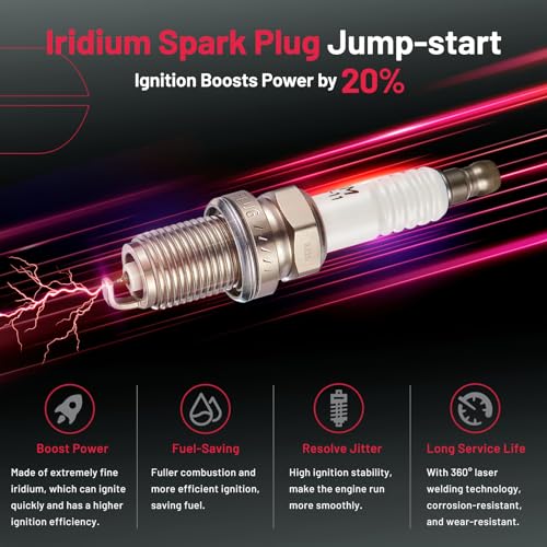 Image of BDFHYK Ignition Coil Pack UF333 and Iridium Spark Plug 7092 Compatible with Toyota Camry 2002 2003 2004 2005 Toyota RAV4 2001-2008 Toyota Corolla Scion tC xB Lexus Toyota Coil Pack 2.4L l4 Set of 4