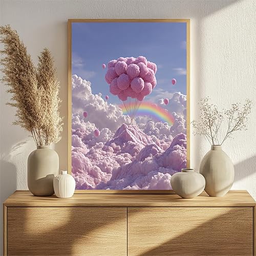 Malen Nach Zahlen Erwachsene Ballon, Malen Nach Zahlen für Zimmer Deko, DIY Basteln Erwachsene Leinwand Kit, Cloud Paint by Numbers Kits Mit Pinseln und Acrylfarbe, Geschenke, 100x135cm L-4954