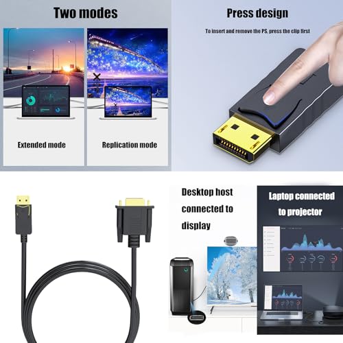 MLWSKERTY Superior Display to VGA Connectors DisplayPort to VGA Cable Not Bidirectional Computer to Monitors Adapter
