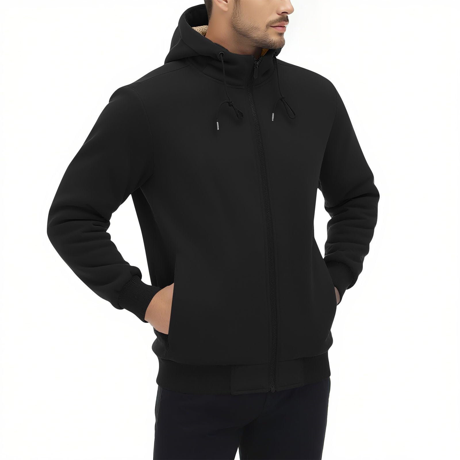 Générique Sweat à Capuche Homme Veste Polaire Chaude et Épaisse Hoodie Sweatshirt Hiver Manches Longues Pull Homme Polaire Chaud Sweats à Capuche Casual avec Poche pour Hiver et Automne Vetement