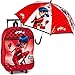 alles-meine.de GmbH 2 TLG. Set: Kinder Trolley + Regenschirm _ Miraculous - Ladybug und Cat Noir _ wasserabweisend & beschichtet - für Mädchen & Jungen - Trolly mit Rollen - Kind..