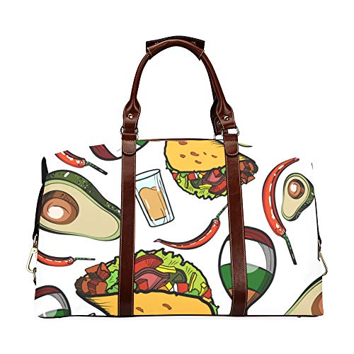 Preisvergleich Produktbild College-Wochenendtasche Retro Art Ethnic Gourmet Pyramid Classic Übergroße wasserdichte Pu-Leder-Mädchen-Übernachtungs-Tasche Lässige Wochenendtasche
