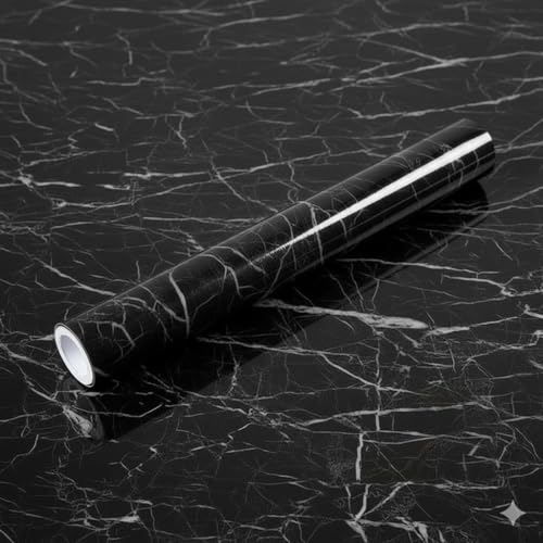 Image of VKR Self Adhesive Wallpaper Roll | Waterproof & Oil-Proof Peel & Stick Vinyl Sheet for Kitchen, Furniture, Tabletop, Cabinets & Wall Decor (Black Marbal)