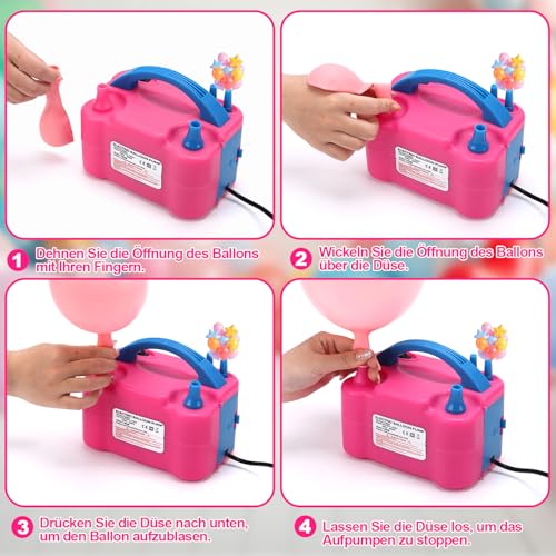Luftballonpumpe Elektrisch,600W Elektrische Ballonpumpe Luftpumpe für Ballons,Doppeldüse Inflatorgebläse Tragbare Pumpe für… – Ansicht 5